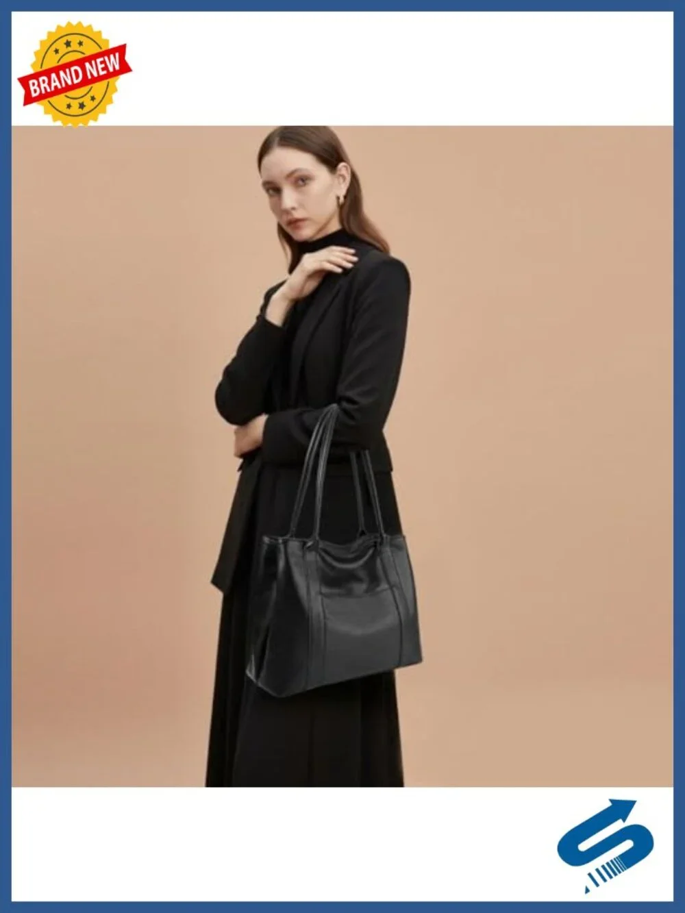 Large Work Tote Bag for Women Shoulder Bag Vegan Leather with 2 Compartments